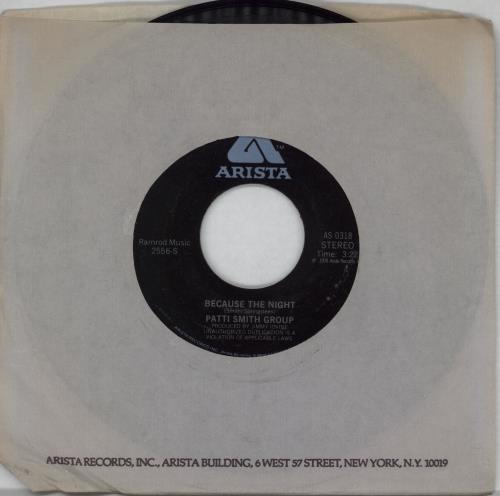 Patti Smith Because The Night 7" vinyl single (7 inch record / 45) US PTI07BE654235