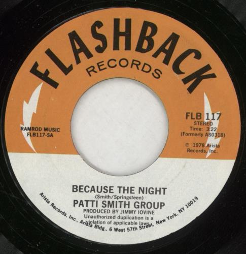 Patti Smith Because The Night 7" vinyl single (7 inch record / 45) US PTI07BE866277