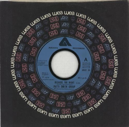 Patti Smith Because The Night 7" vinyl single (7 inch record / 45) UK PTI07BE869574