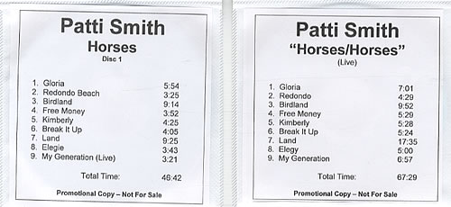 Patti Smith Horses CD-R acetate US PTICRHO339496