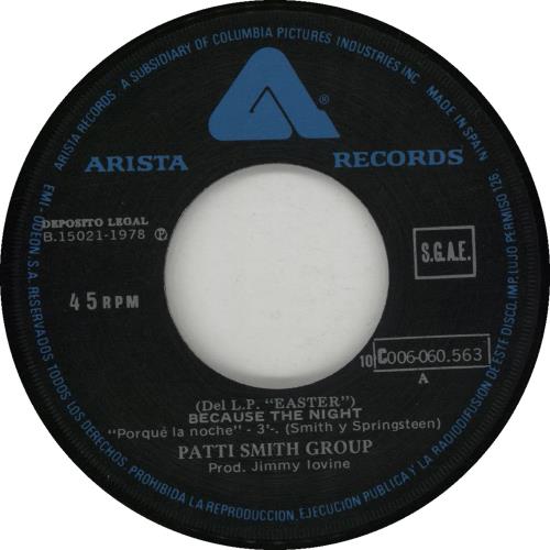 Patti Smith Porqu� La Noche 7" vinyl single (7 inch record / 45) Spanish PTI07PO671867