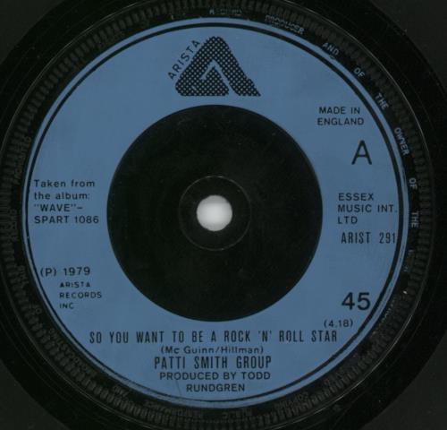 Patti Smith So You Want To Be A Rock'n'Roll Star 7" vinyl single (7 inch record / 45) UK PTI07SO70497