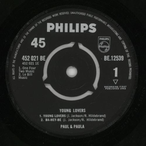 Paul And Paula Young Lovers 7" vinyl single (7 inch record / 45) UK P+P07YO810461