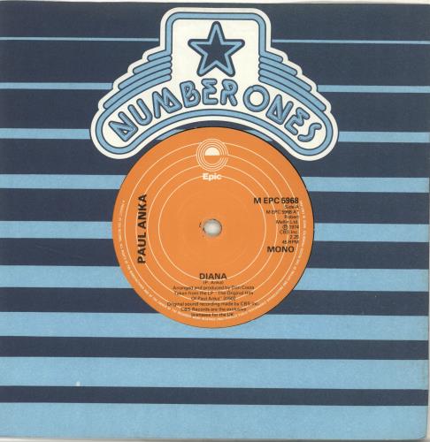 Paul Anka Diana 7" vinyl single (7 inch record / 45) UK NKA07DI694529