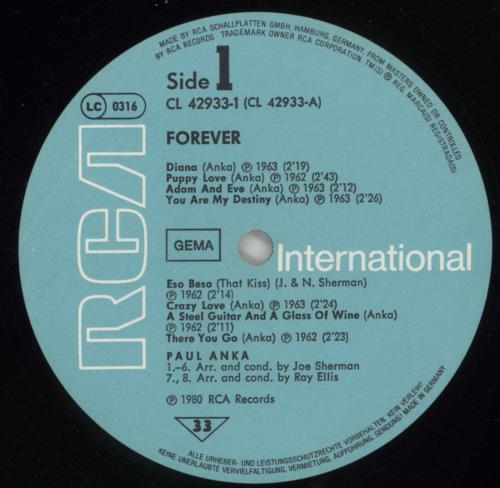 Paul Anka Forever [32 Hits And The Story Of Paul Anka] 2-LP vinyl record set (Double LP Album) German NKA2LFO861031