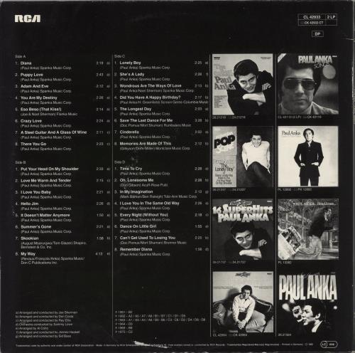 Paul Anka Forever [32 Hits And The Story Of Paul Anka] 2-LP vinyl record set (Double LP Album) German NKA2LFO861031