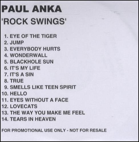 Paul Anka Rock Swings CD-R acetate UK NKACRRO334229