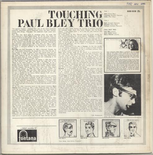 Paul Bley Touching vinyl LP album (LP record) UK P~BLPTO655233
