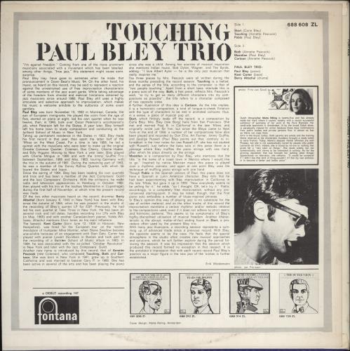 Paul Bley Touching vinyl LP album (LP record) UK P~BLPTO655233