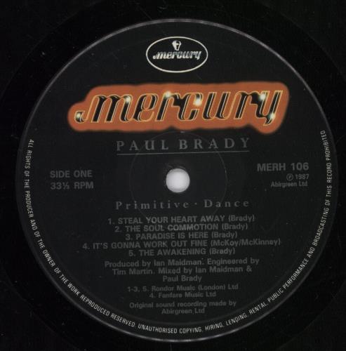 Paul Brady Primitive Dance vinyl LP album (LP record) UK PABLPPR298406