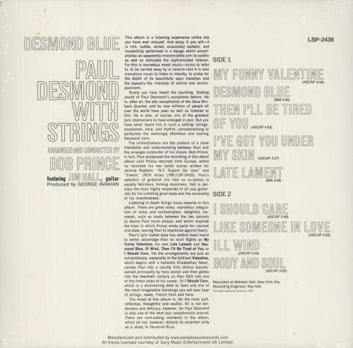 Paul Desmond Desmond Blue - 180gm - Sealed vinyl LP album (LP record) US PDSLPDE874412