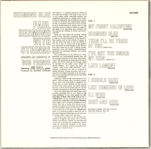 Paul Desmond Desmond Blue - 180gm vinyl LP album (LP record) US PDSLPDE713109