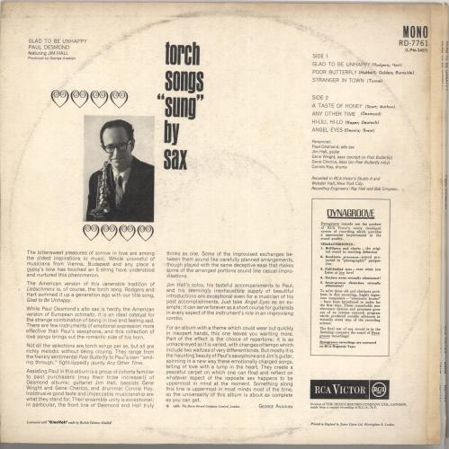 Paul Desmond Glad To Be Unhappy vinyl LP album (LP record) UK PDSLPGL735966