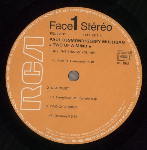 Paul Desmond Two Of A Mind vinyl LP album (LP record) French PDSLPTW496154