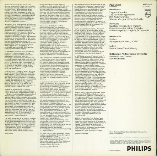 Paul Dukas The Sorcerer's Apprentice / Overture To Corneille's Tragedy / Fanfare / La Peri vinyl LP album (LP record) UK PJZLPTH773081