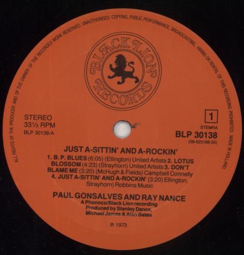 Paul Gonsalves Just A-Sittin' And A-Rockin' vinyl LP album (LP record) UK PGNLPJU438132