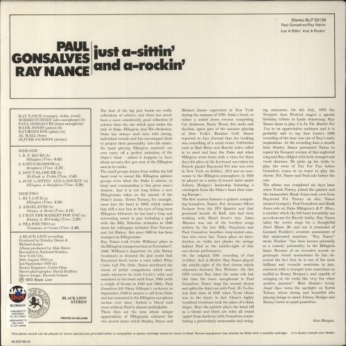 Paul Gonsalves Just A-Sittin' And A-Rockin' vinyl LP album (LP record) UK PGNLPJU438132