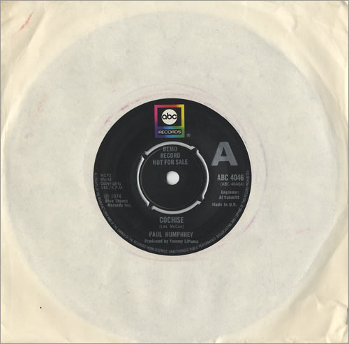 Paul Humphrey Cochise 7" vinyl single (7 inch record / 45) UK 6PH07CO468955