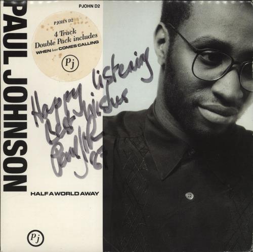 Paul Johnson Half A World Away - Autographed 7" vinyl single (7 inch record / 45) UK PJS07HA766944
