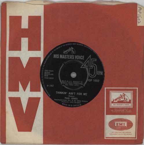 Paul Jones Thinkin' Ain't For Me - 4pr 7" vinyl single (7 inch record / 45) UK PJO07TH558127