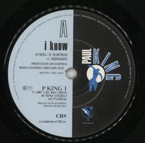Paul King I Know 7" vinyl single (7 inch record / 45) UK PKG07IK182511