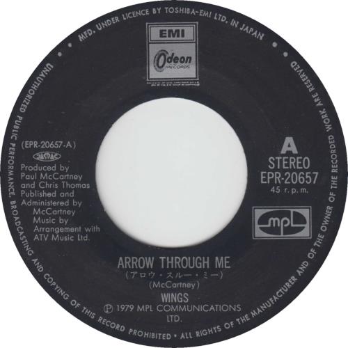 Paul McCartney and Wings Arrow Through Me 7" vinyl single (7 inch record / 45) Japanese MCC07AR94669