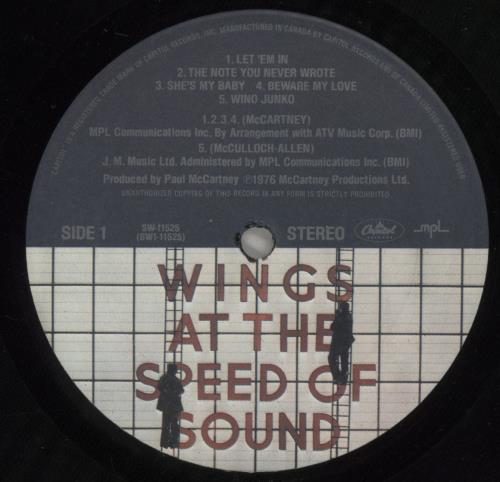 Paul McCartney and Wings At The Speed Of Sound vinyl LP album (LP record) Canadian MCCLPAT619450