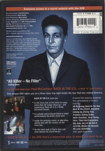 Paul McCartney and Wings Back In The U.S DVD UK MCCDDBA236695