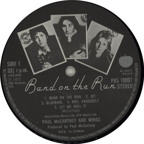 Paul McCartney and Wings Band On The Run vinyl LP album (LP record) Greek MCCLPBA505230