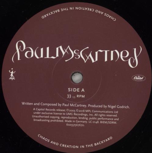 Paul McCartney and Wings Chaos And Creation In The Backyard - 180gram Vinyl vinyl LP album (LP record) UK MCCLPCH735525