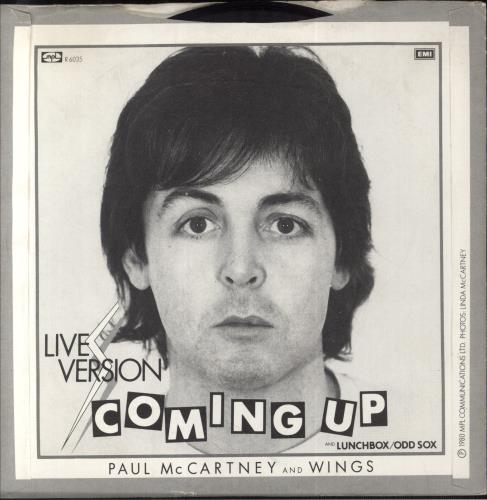 Paul McCartney and Wings Coming Up - P/S 7" vinyl single (7 inch record / 45) UK MCC07CO114838