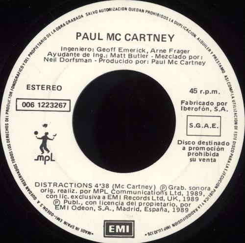 Paul McCartney and Wings Distractions 7" vinyl single (7 inch record / 45) Spanish MCC07DI727414