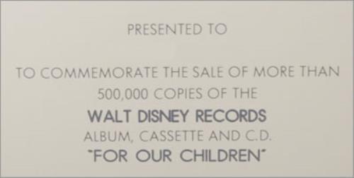 Paul McCartney and Wings For Our Children award disc US MCCAWFO481935