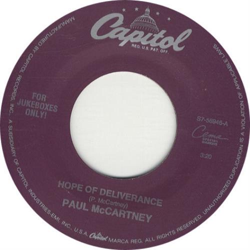 Paul McCartney and Wings Hope Of Deliverance 7" vinyl single (7 inch record / 45) US MCC07HO65544