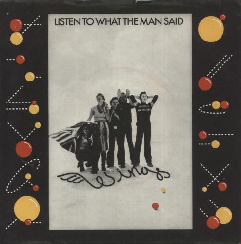 Paul McCartney and Wings Listen To What The Man Said + P/S 7" vinyl single (7 inch record / 45) UK MCC07LI866265