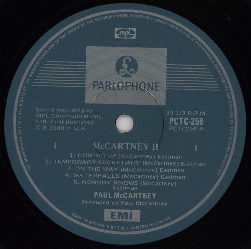 Paul McCartney and Wings McCartney II vinyl LP album (LP record) Australian MCCLPMC273169