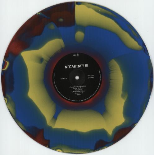 Paul McCartney and Wings McCartney III - Tri-Coloured SWIRL Vinyl + Opened Shrink vinyl LP album (LP record) UK MCCLPMC873849
