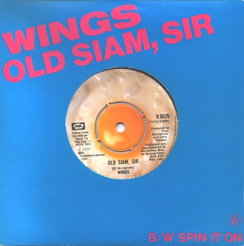 Paul McCartney and Wings Old Siam, Sir - Title Sleeve 7" vinyl single (7 inch record / 45) UK MCC07OL38792