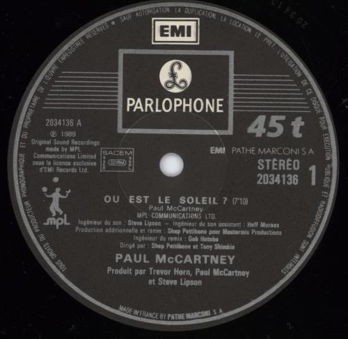 Paul McCartney and Wings Ou Est Le Soleil? 12" vinyl single (12 inch record / Maxi-single) French MCC12OU12321
