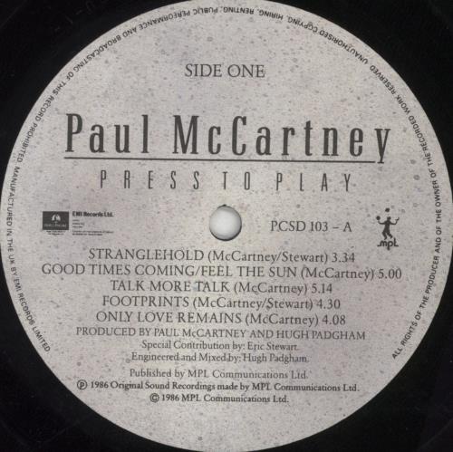 Paul McCartney and Wings Press To Play - EX vinyl LP album (LP record) UK MCCLPPR168528