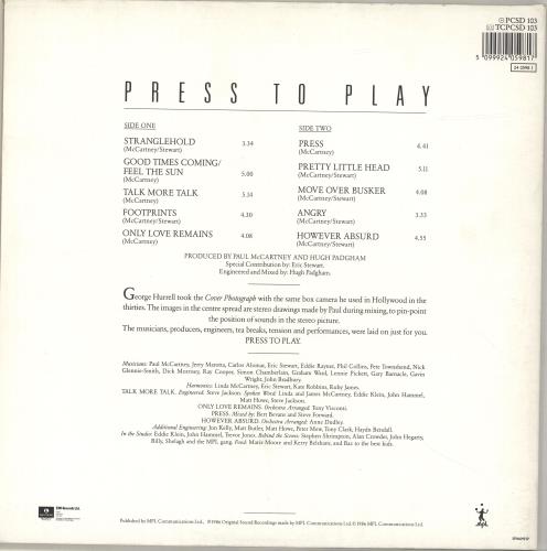 Paul McCartney and Wings Press To Play vinyl LP album (LP record) UK MCCLPPR432898