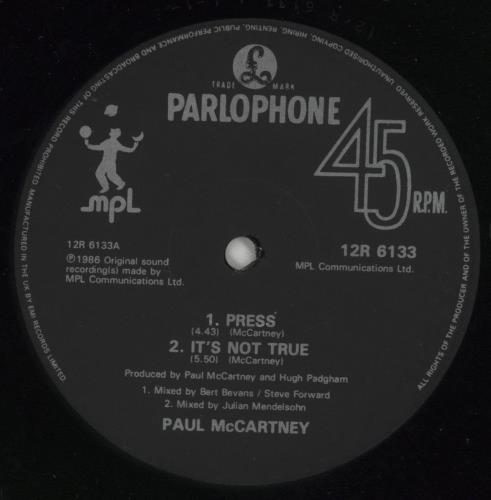 Paul McCartney and Wings Press 12" vinyl single (12 inch record / Maxi-single) UK MCC12PR12523