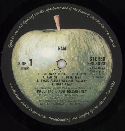 Paul McCartney and Wings Ram vinyl LP album (LP record) Japanese MCCLPRA224458