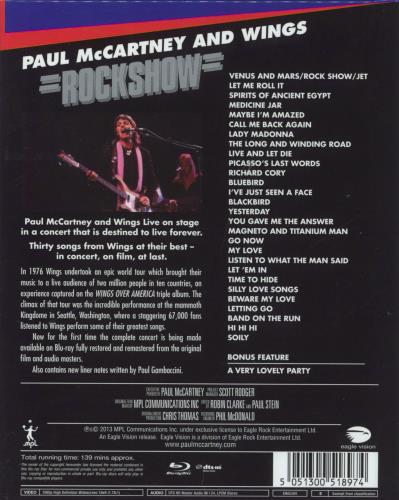 Paul McCartney and Wings Rockshow Blu Ray DVD UK MCCBRRO822969