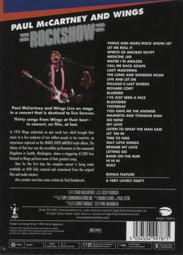 Paul McCartney and Wings Rockshow DVD UK MCCDDRO865308