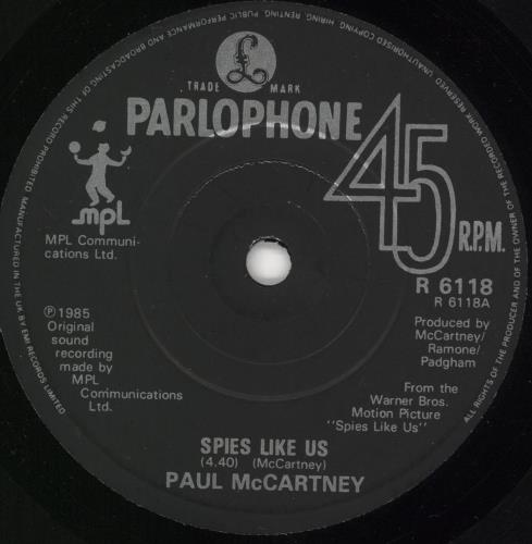 Paul McCartney and Wings Spies Like Us 7" vinyl single (7 inch record / 45) UK MCC07SP519110