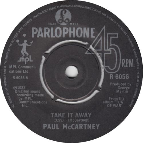 Paul McCartney and Wings Take It Away - 4prong + P/S 7" vinyl single (7 inch record / 45) UK MCC07TA652719