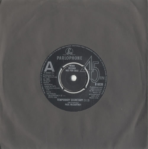 Paul McCartney and Wings Temporary Secretary - EX 7" vinyl single (7 inch record / 45) UK MCC07TE101645
