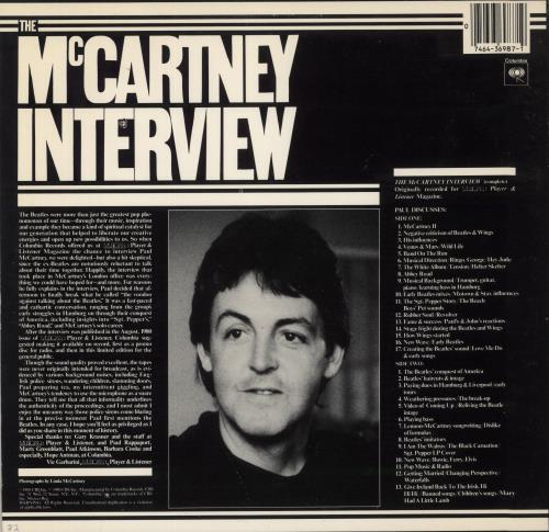 Paul McCartney and Wings The McCartney Interview vinyl LP album (LP record) US MCCLPTH432880