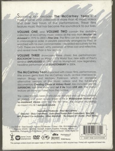 Paul McCartney and Wings The McCartney Years DVD UK MCCDDTH698714